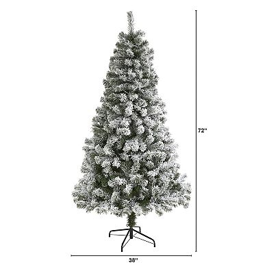 nearly natural 6-ft. Flocked West Virginia Fir Artificial Christmas Tree