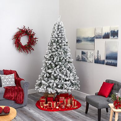nearly natural 8-ft. Flocked West Virginia Fir Artificial Christmas Tree