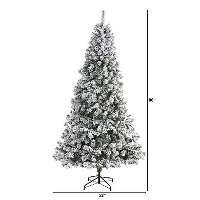 nearly natural 8-ft. Flocked West Virginia Fir Artificial Christmas Tree