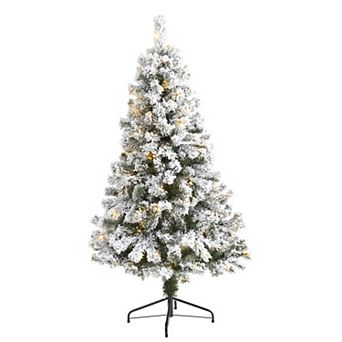 nearly natural 5-ft. Pre-Lit Flocked West Virginia Fir Artificial Christmas Tree