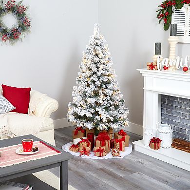 nearly natural 5-ft. Pre-Lit Flocked West Virginia Fir Artificial Christmas Tree
