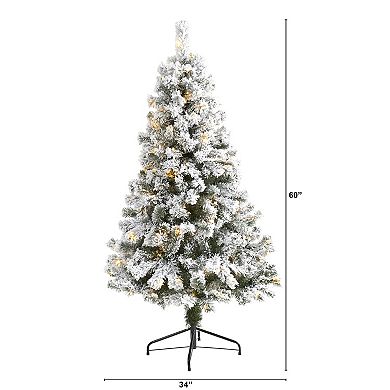 nearly natural 5-ft. Pre-Lit Flocked West Virginia Fir Artificial Christmas Tree