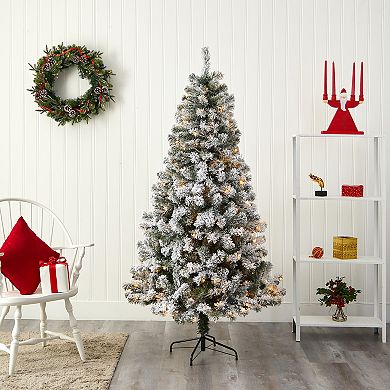 nearly natural 6-ft. Flocked West Virginia Fir Artificial Christmas Tree