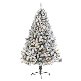 nearly natural 7-ft. Pre-Lit Flocked West Virginia Fir Artificial Christmas Tree