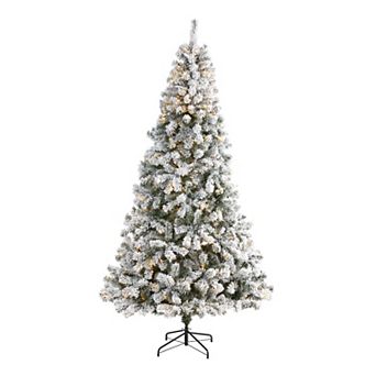 nearly natural 8-ft. Pre-Lit Flocked West Virginia Fir Artificial Christmas Tree