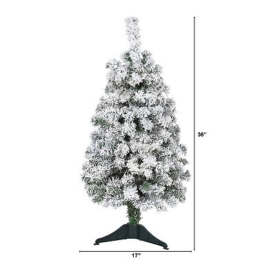 nearly natural 3-ft. Flocked Rock Springs Spruce Artificial Christmas Tree