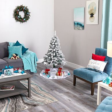 nearly natural 4-ft. Flocked Rock Springs Spruce Artificial Christmas Tree