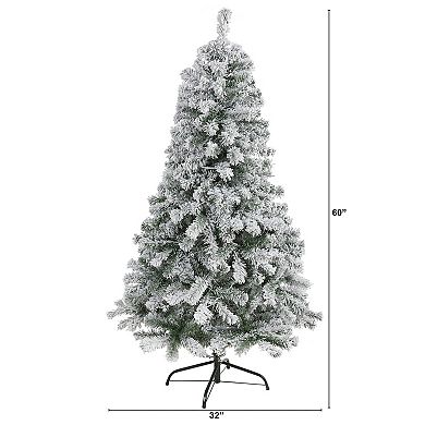 nearly natural 5-ft. Flocked Rock Springs Spruce Artificial Christmas Tree