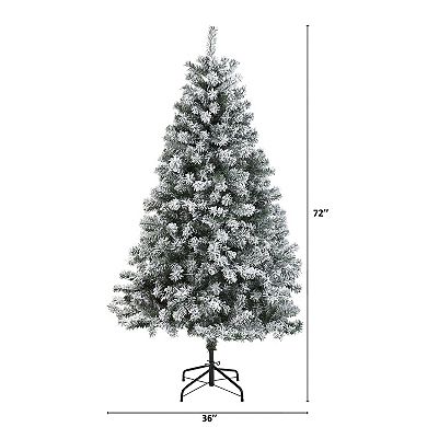 nearly natural 6-ft. Flocked Rock Springs Spruce Artificial Christmas Tree