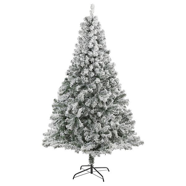 Nearly Natural 7ft. Flocked Rock Springs Spruce Artificial Christmas Tree with 800 Bendable Branches