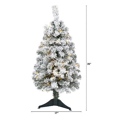 nearly natural 3-ft. Flocked Rock Springs Spruce Artificial Christmas Tree