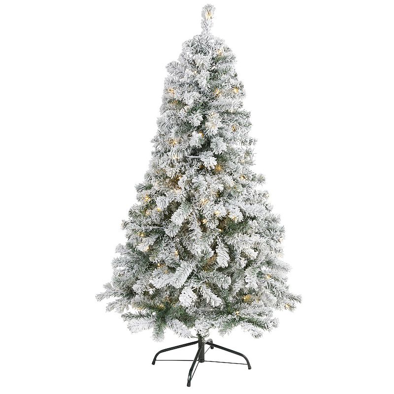 64298386 nearly natural 5-ft. Flocked Rock Springs Spruce A sku 64298386