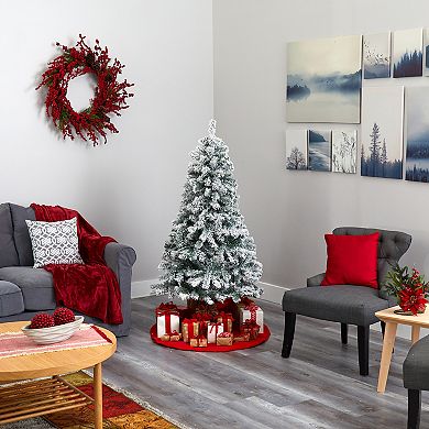 nearly natural 5-ft. Flocked Rock Springs Spruce Artificial Christmas Tree