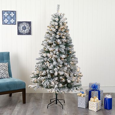 nearly natural 6-ft. Flocked Rock Springs Spruce Artificial Christmas Tree