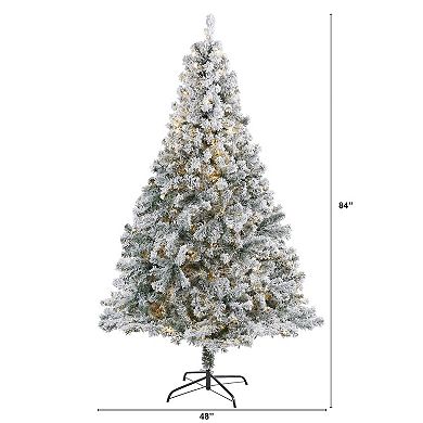 nearly natural 7-ft. Flocked Rock Springs Spruce Artificial Christmas Tree