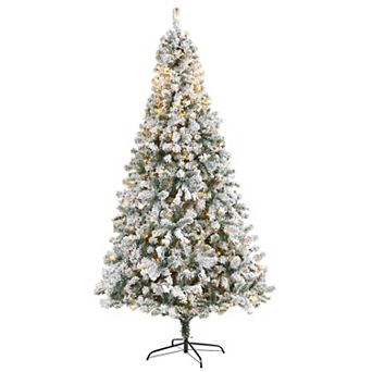 nearly natural 8-ft. Pre-Lit Flocked Rock Springs Spruce Artificial Christmas Tree