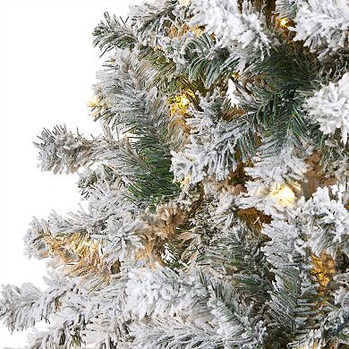 nearly natural 8-ft. Pre-Lit Flocked Rock Springs Spruce Artificial Christmas Tree