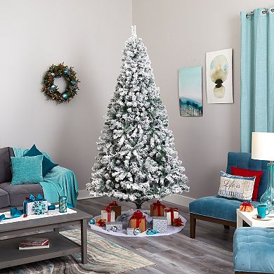 nearly natural 8-ft. Pre-Lit Flocked Rock Springs Spruce Artificial Christmas Tree