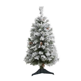 nearly natural 3-ft. Flocked White River Mountain Pine Artificial Christmas Tree