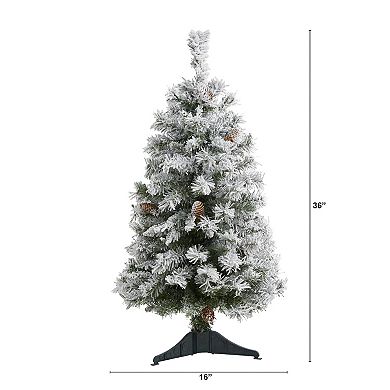 nearly natural 3-ft. Flocked White River Mountain Pine Artificial Christmas Tree