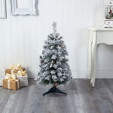 nearly natural 3-ft. Flocked White River Mountain Pine Artificial Christmas Tree