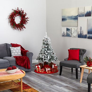 nearly natural 4-ft. Flocked White River Mountain Pine Artificial Christmas Tree