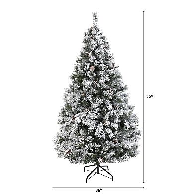 nearly natural 6-ft. Flocked White River Mountain Pine Artificial Christmas Tree