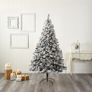 nearly natural 7-ft. Flocked White River Mountain Pine Artificial Christmas Tree