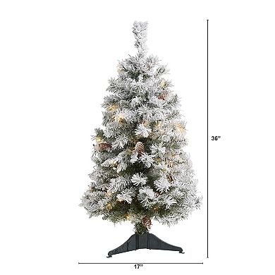 nearly natural 3-ft. Flocked White River Mountain Pine Artificial Christmas Tree