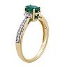 Made For You 14k Gold Over Silver Oval Lab-Created Emerald & 1/8 Carat T.W. Lab-Grown Diamond Ring