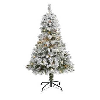 nearly natural 4-ft. Pre-Lit Flocked White River Mountain Pine Artificial Christmas Tree