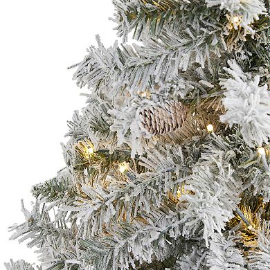 nearly natural 4-ft. Pre-Lit Flocked White River Mountain Pine Artificial Christmas Tree