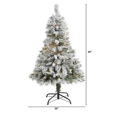 nearly natural 4-ft. Pre-Lit Flocked White River Mountain Pine Artificial Christmas Tree