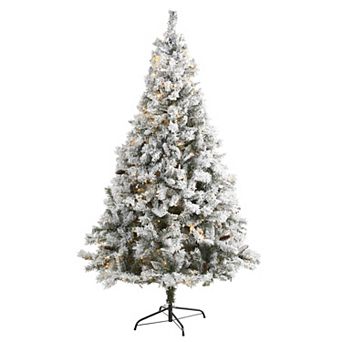 nearly natural 7-ft. Pre-Lit Flocked White River Mountain Pine Artificial Christmas Tree