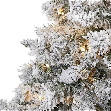 nearly natural 7-ft. Pre-Lit Flocked White River Mountain Pine Artificial Christmas Tree
