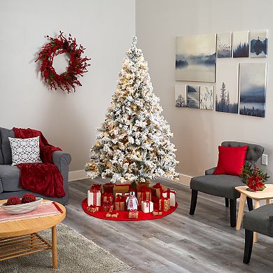 nearly natural 7-ft. Pre-Lit Flocked White River Mountain Pine Artificial Christmas Tree