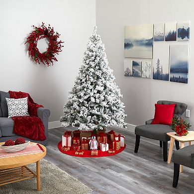 nearly natural 7-ft. Pre-Lit Flocked White River Mountain Pine Artificial Christmas Tree
