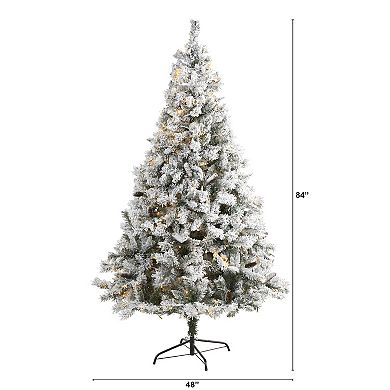 nearly natural 7-ft. Pre-Lit Flocked White River Mountain Pine Artificial Christmas Tree