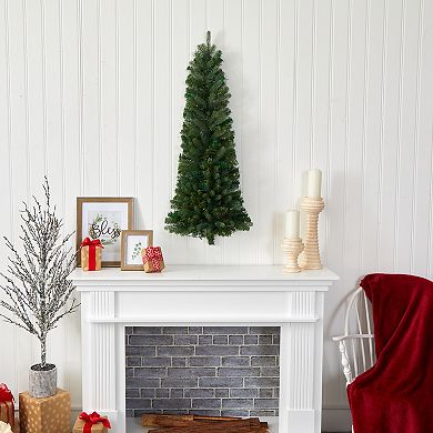 nearly natural 4-ft. Flat Back Wall Hanging Artificial Christmas Tree