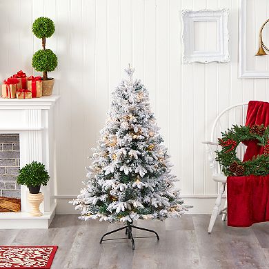 nearly natural 4-ft. Flocked Vermont Mixed Pine Artificial Christmas Tree