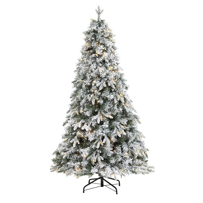nearly natural 6-ft. Flocked Vermont Mixed Pine Artificial Christmas Tree, 