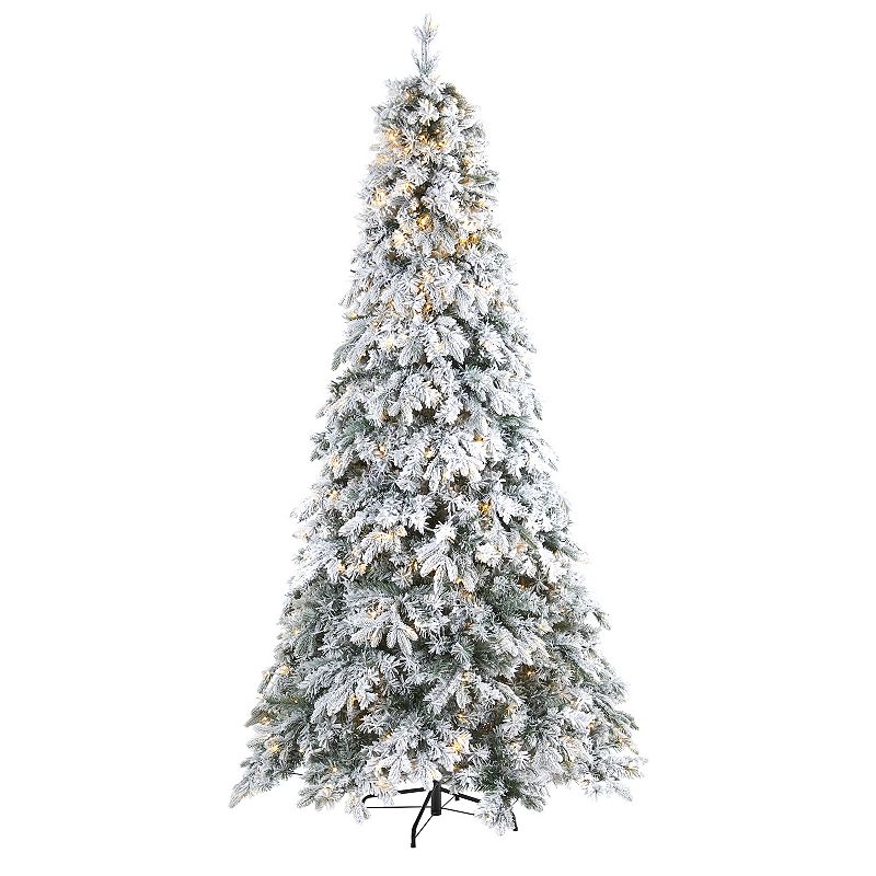 nearly natural 8-ft. Flocked Vermont Mixed Pine Artificial Christmas Tree, 
