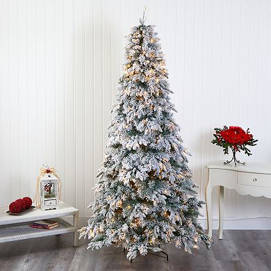 nearly natural 8-ft. Flocked Vermont Mixed Pine Artificial Christmas Tree