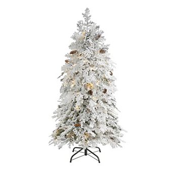nearly natural 5-ft. Flocked Montana Down Swept Spruce Artificial Christmas Tree
