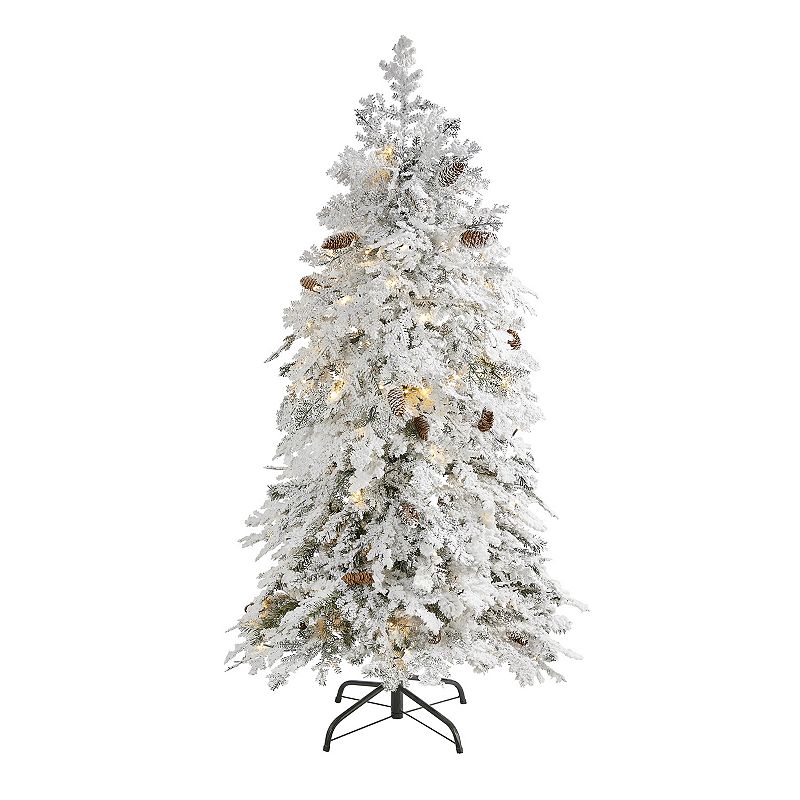 nearly natural 5-ft. Flocked Montana Down Swept Spruce Artificial Christmas