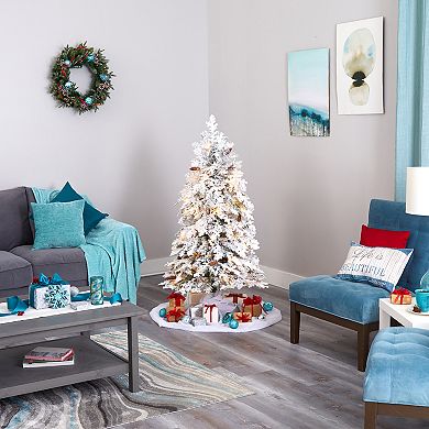 nearly natural 5-ft. Flocked Montana Down Swept Spruce Artificial Christmas Tree