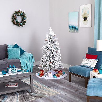 nearly natural 5-ft. Flocked Montana Down Swept Spruce Artificial Christmas Tree