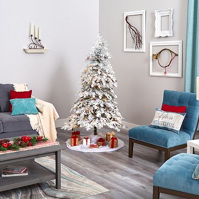 nearly natural 6-ft. Flocked Montana Down Swept Spruce Artificial Christmas Tree