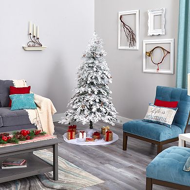 nearly natural 6-ft. Flocked Montana Down Swept Spruce Artificial Christmas Tree