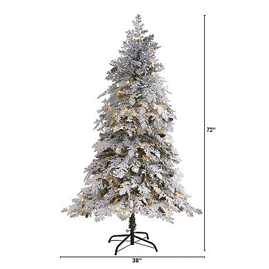 nearly natural 6-ft. Flocked Montana Down Swept Spruce Artificial Christmas Tree